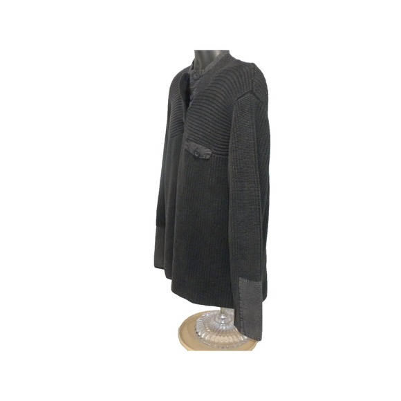 Orvis Henley Sweater Mens XL Black Fisherman Rib Knit Outdoor Gorpcore Hiking - Picture 7 of 14
